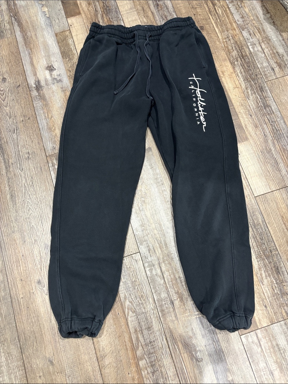 Hollister Men’s Black Jogger Sweatpants with Script Logo